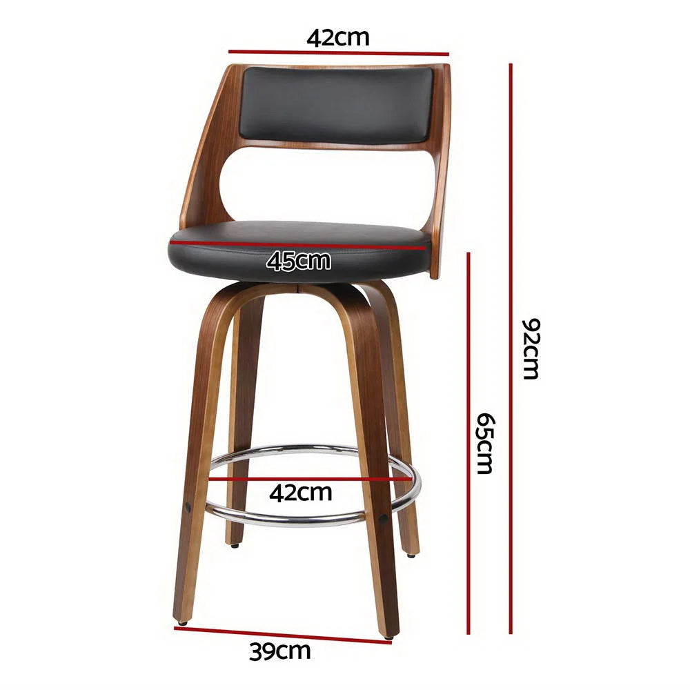 Artiss 4x Bar Stools Swivel Leather Chair 65cm - Furniture