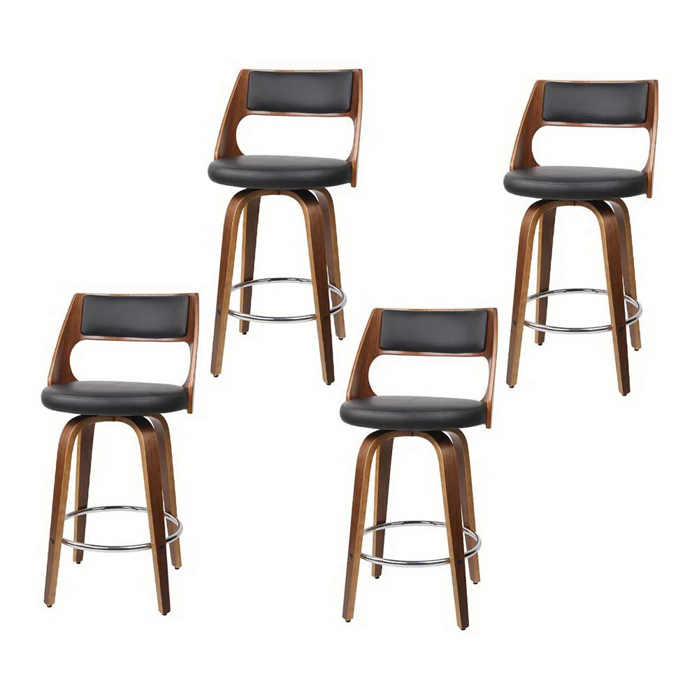 Artiss 4x Bar Stools Swivel Leather Chair 65cm - Furniture