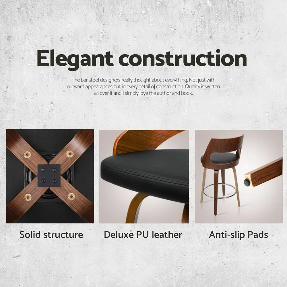 Leather 65cm chair with 4x bar stools swivel