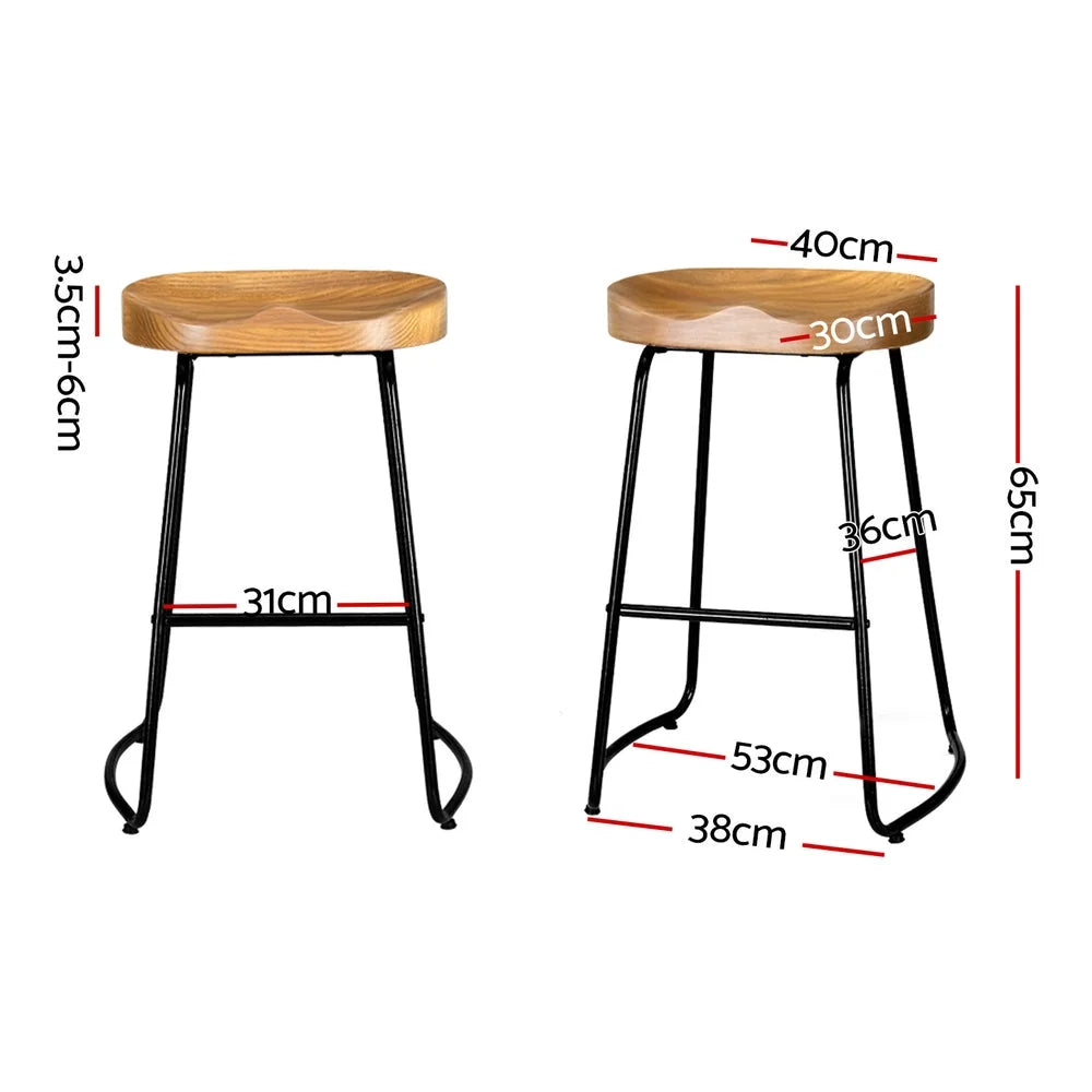 Artiss 4x Bar Stools Tractor Seat 65cm Wooden - Furniture >
