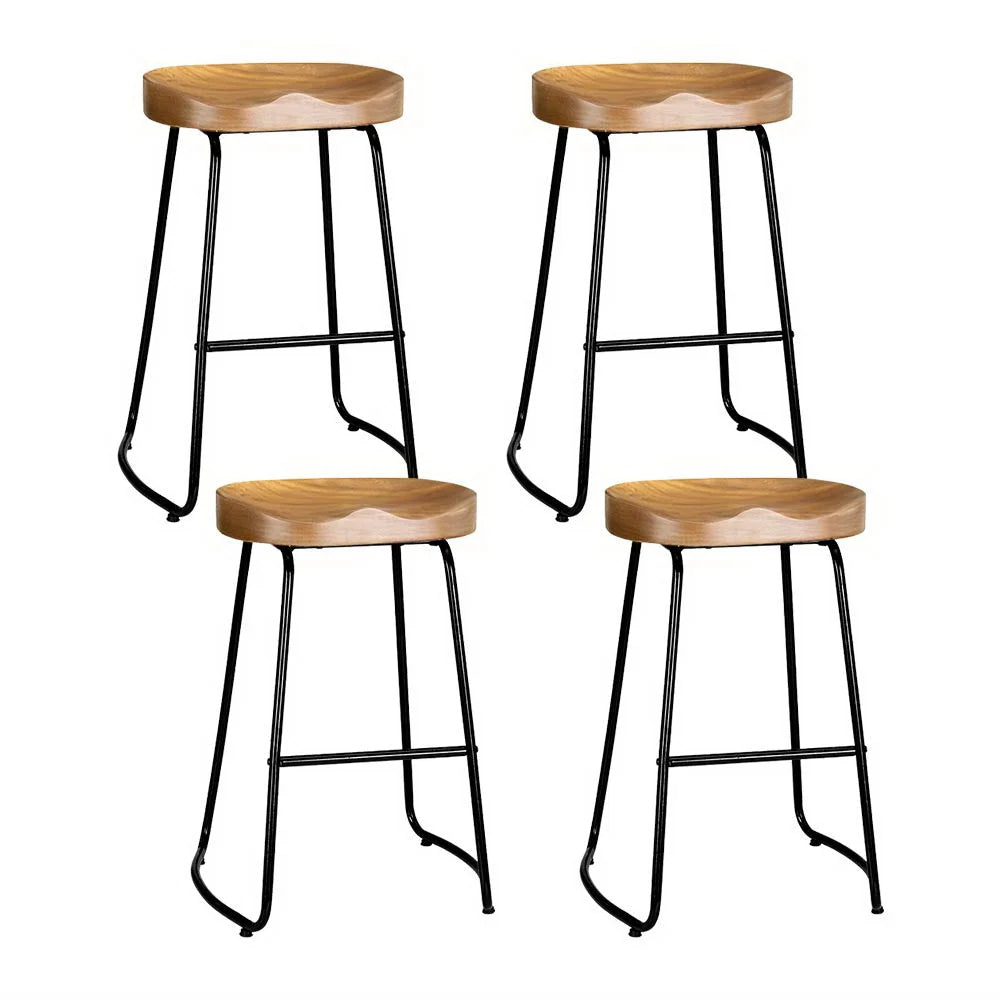 Artiss 4x Bar Stools Tractor Seat 65cm Wooden - Furniture >