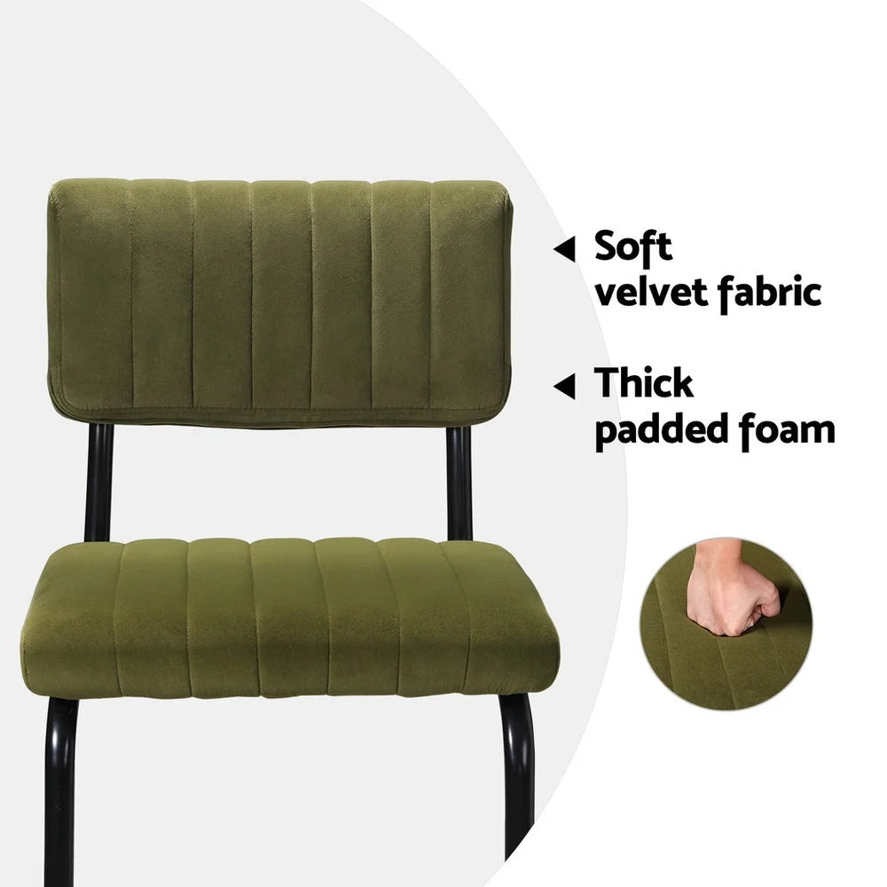 Artiss 4x Bar Stools Velvet Chairs Green - Furniture > Bar