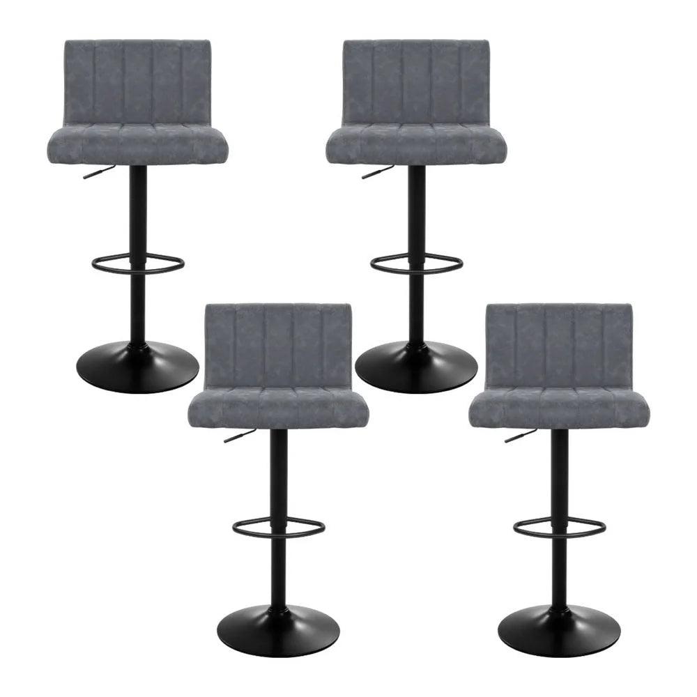 Stools Vintage Leather Gas Lift Grey 4x Bar