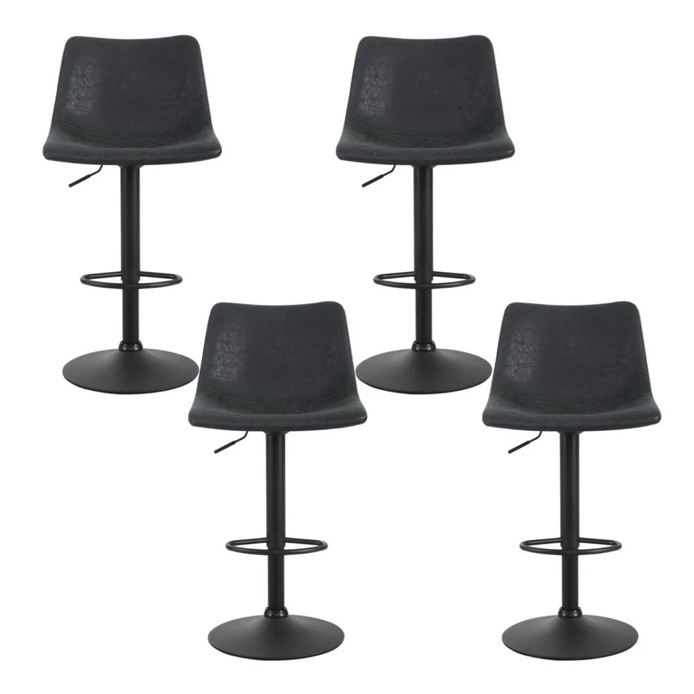 Stools Vintage Leather Swivel Gas Lift Black 4x Bar
