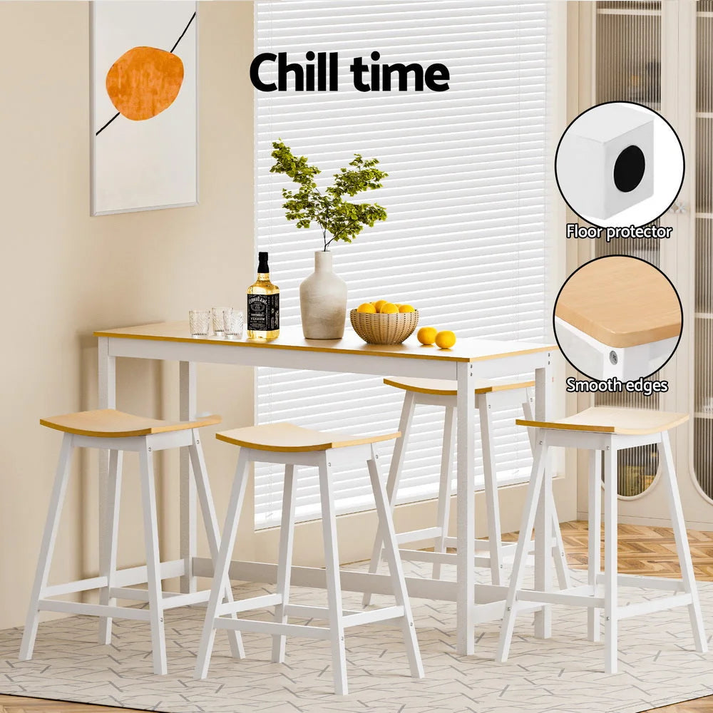 Artiss 4x Bar Stools Wooden Chairs Oak - Furniture > Bar