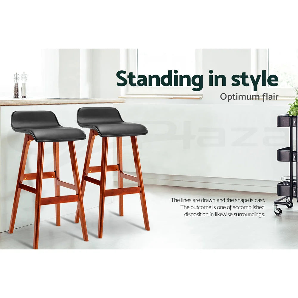 Artiss 4x Bar Stools Wooden Stool Black - Furniture > Bar