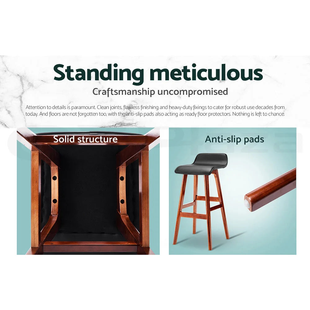 Artiss 4x Bar Stools Wooden Stool Black - Furniture > Bar