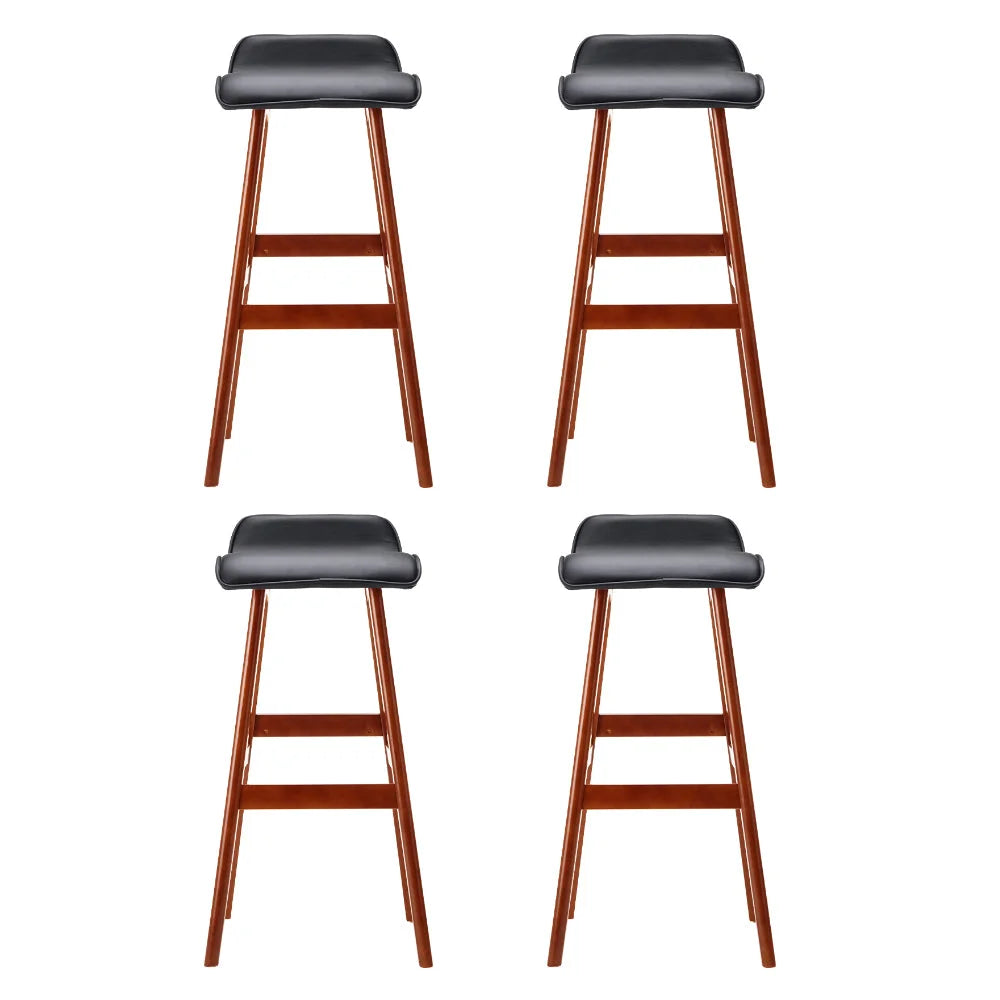 Artiss 4x Bar Stools Wooden Stool Black - Furniture > Bar