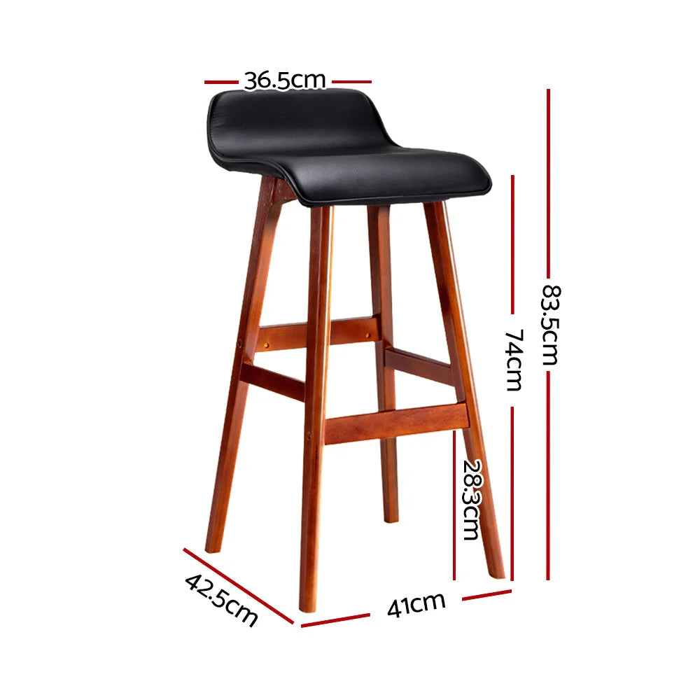 Artiss 4x Bar Stools Wooden Stool Black - Furniture > Bar