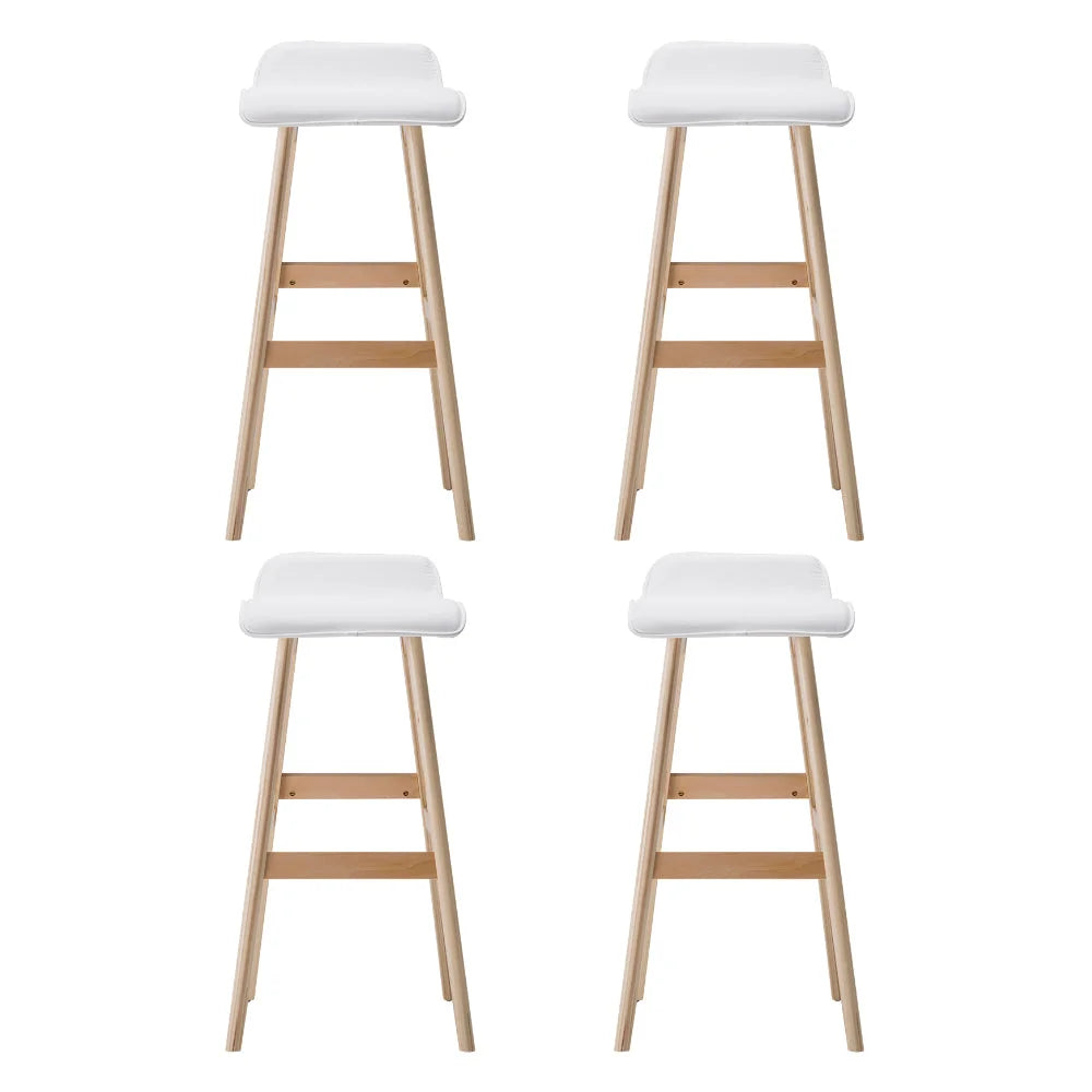 Artiss 4x Bar Stools Wooden Stool White - Furniture > Bar
