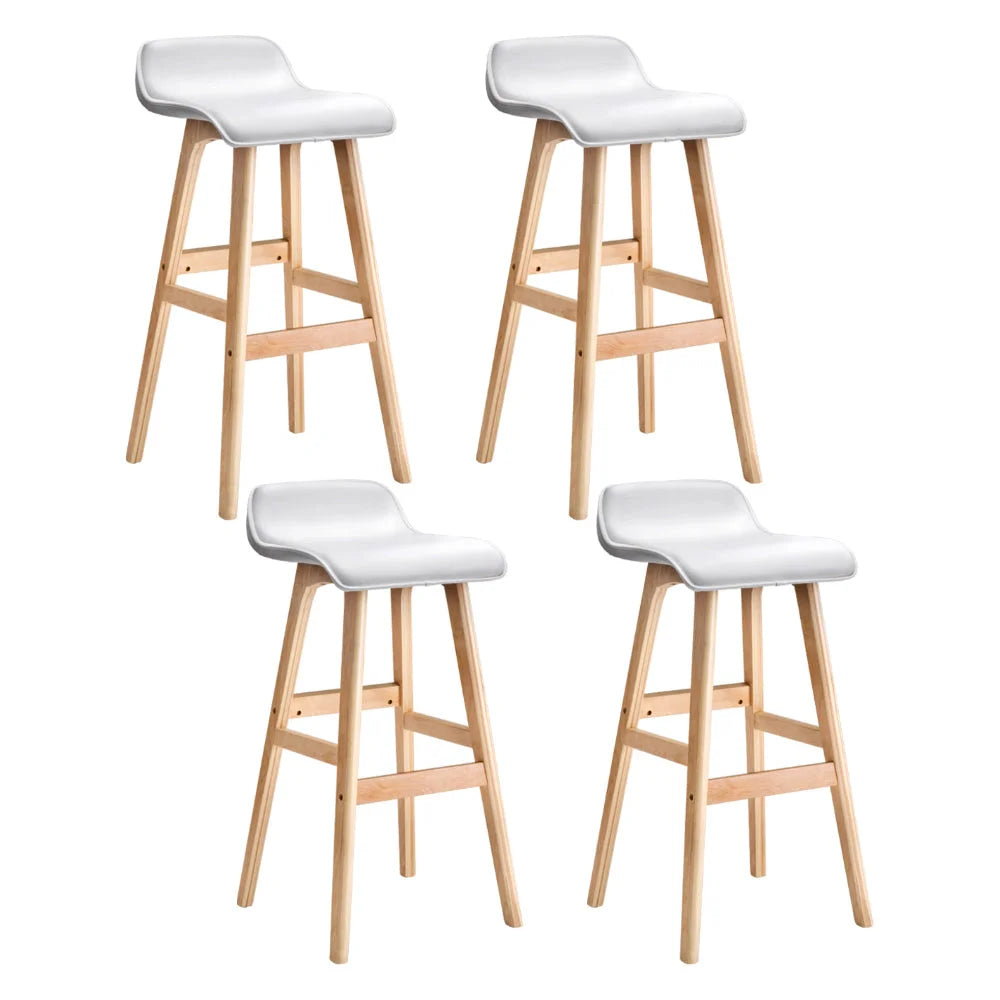 Artiss 4x Bar Stools Wooden Stool White - Furniture > Bar