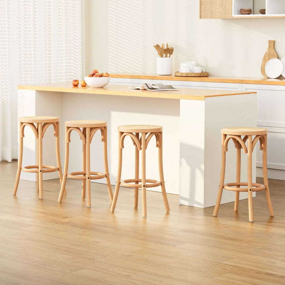 Set of four rattan bar stools