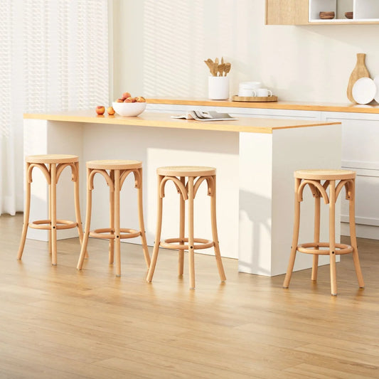 Set of four rattan bar stools