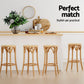 Artiss 4x Bar Stoosl Rattan Seat Wooden - Furniture > Bar