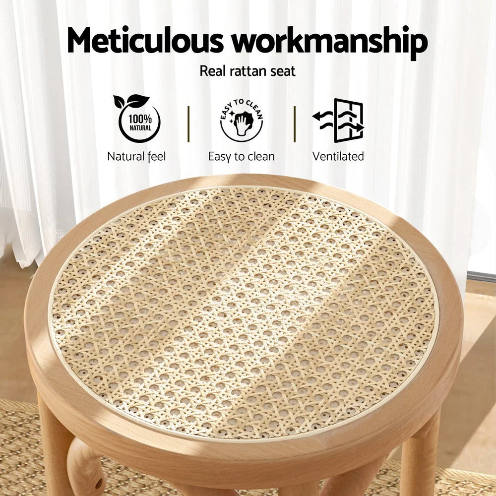 Artiss 4x Bar Stoosl Rattan Seat Wooden - Furniture > Bar