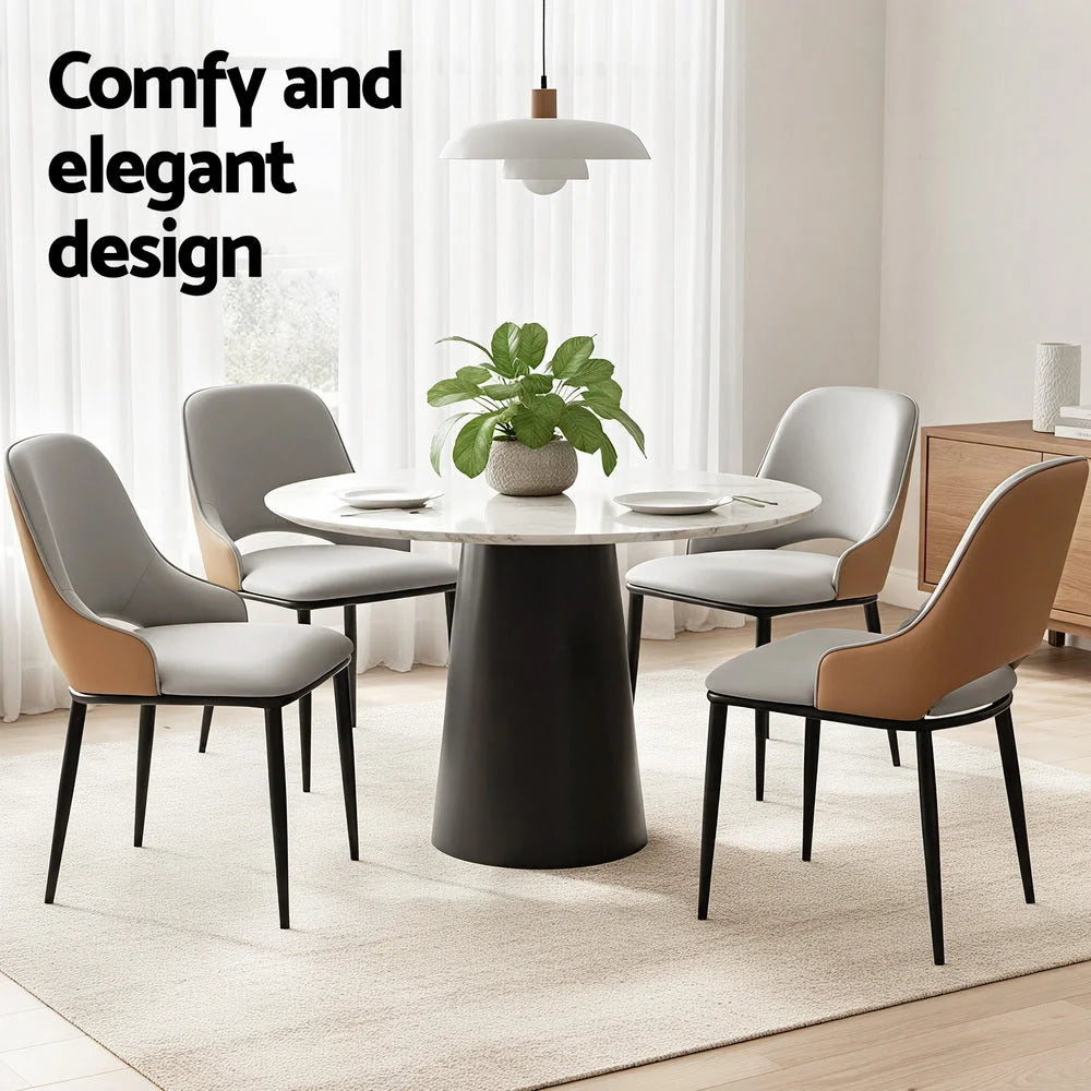 Artiss 4x Dining Chairs Hollow PU Leather Kitchen Lounge