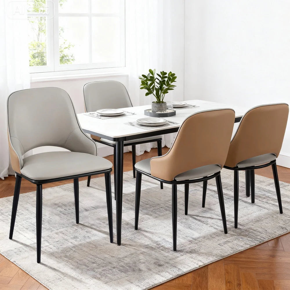 Artiss 4x Dining Chairs Hollow PU Leather Kitchen Lounge