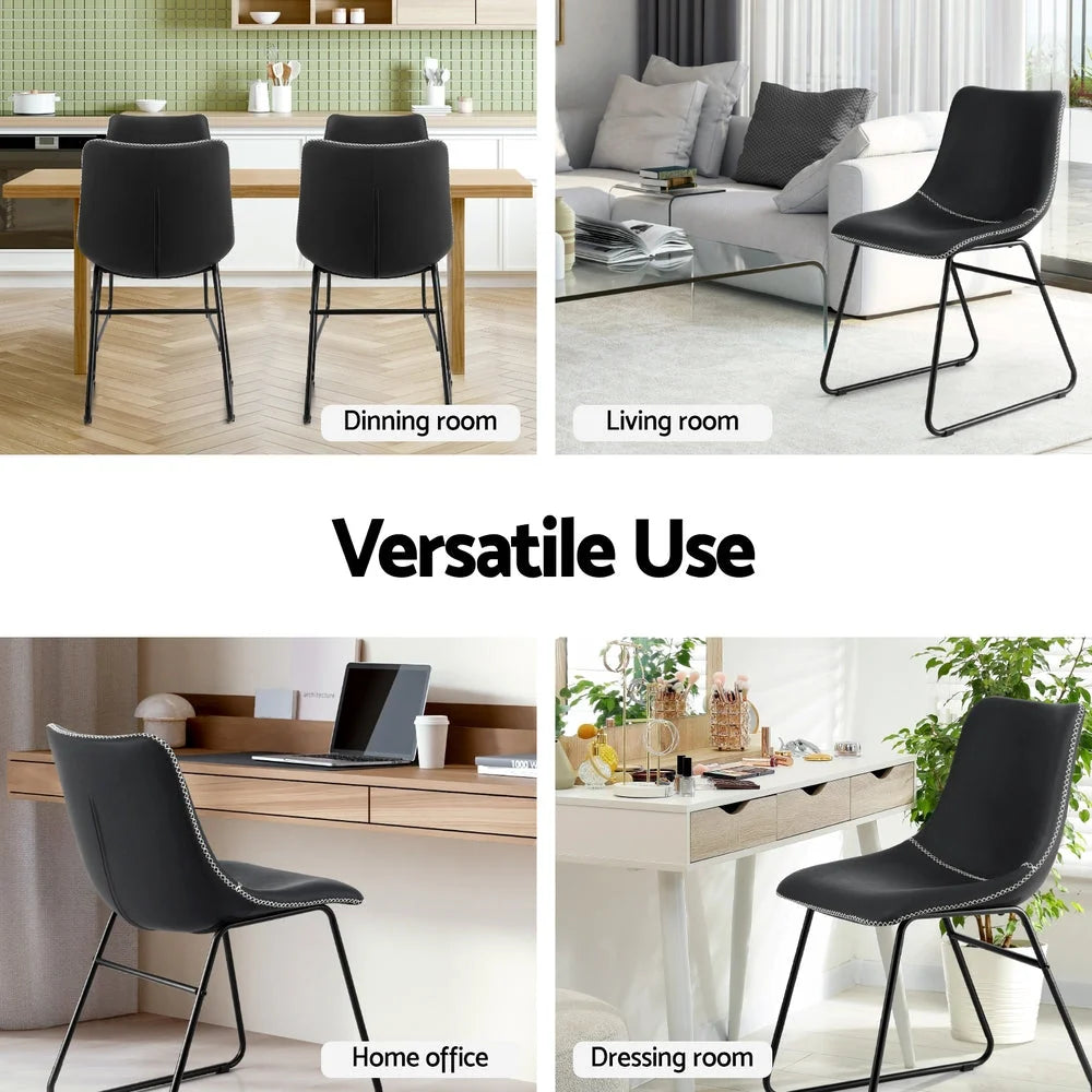 Artiss 4x Dining Chairs Retro PU Leather Kitchen Lounge