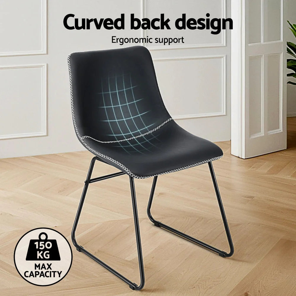 Artiss 4x Dining Chairs Retro PU Leather Kitchen Lounge