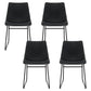 Set of four black PU leather dining chairs