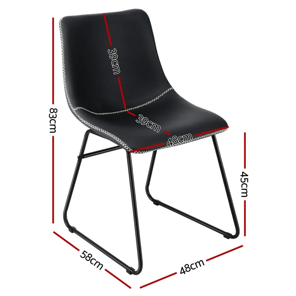 Artiss 4x Dining Chairs Retro PU Leather Kitchen Lounge