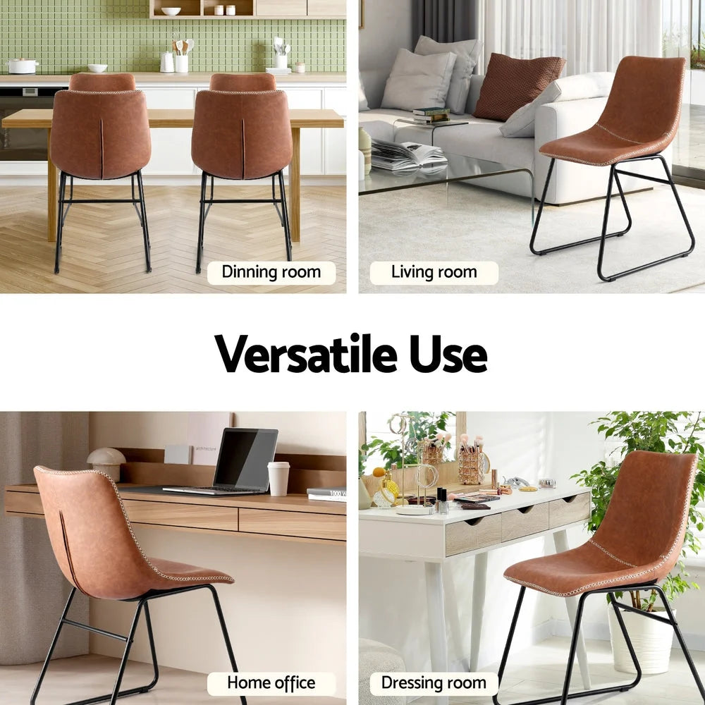 Artiss 4x Dining Chairs Retro PU Leather Kitchen Lounge