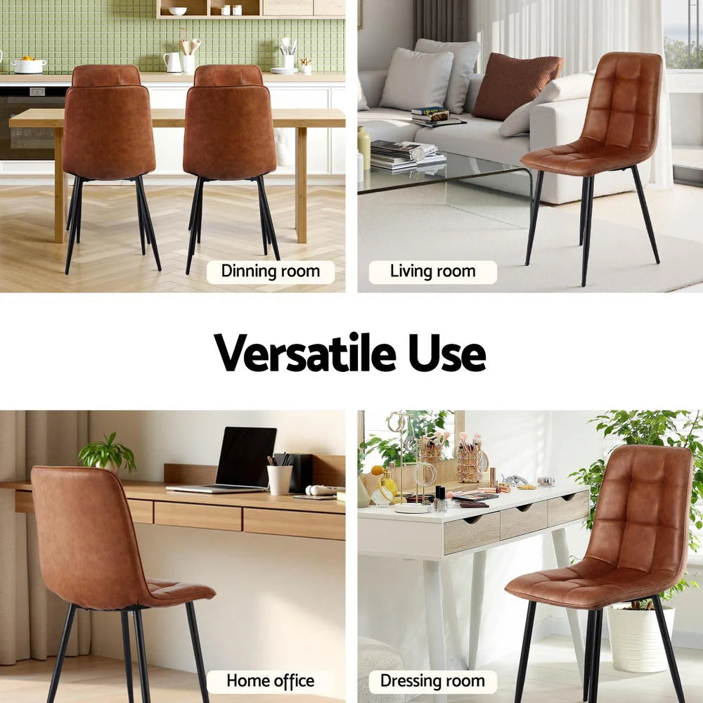 Artiss 4x Dining Chairs Retro PU Leather Kitchen Lounge