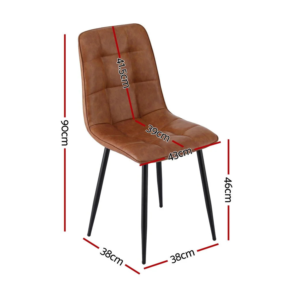 Artiss 4x Dining Chairs Retro PU Leather Kitchen Lounge