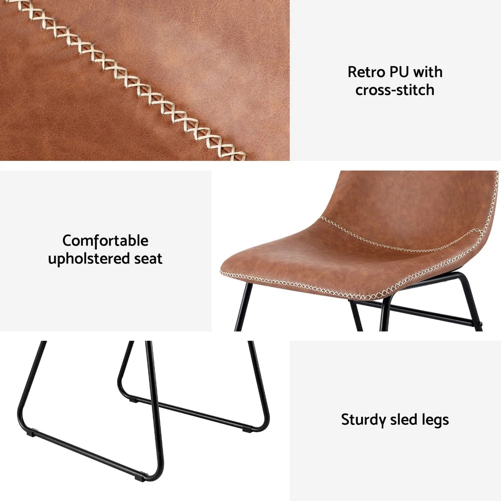 Artiss 4x Dining Chairs Retro PU Leather Kitchen Lounge