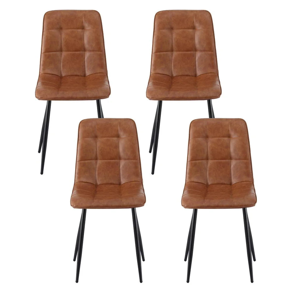 Artiss 4x Dining Chairs Retro PU Leather Kitchen Lounge