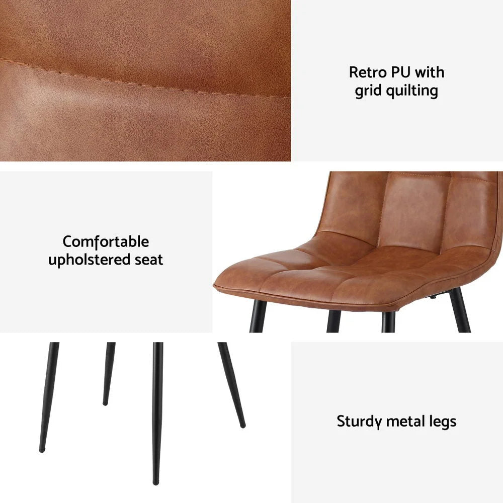 Artiss 4x Dining Chairs Retro PU Leather Kitchen Lounge