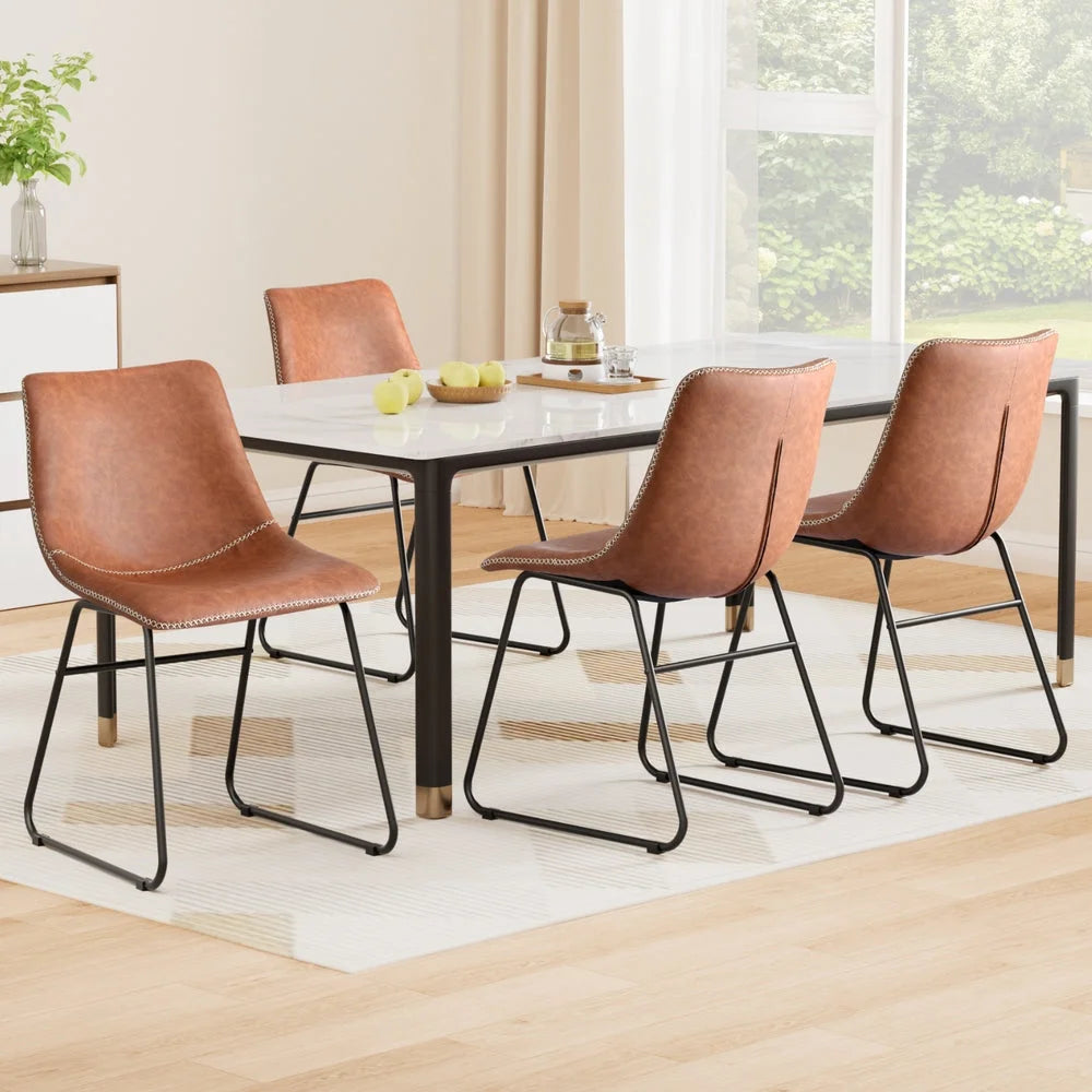Artiss 4x Dining Chairs Retro PU Leather Kitchen Lounge