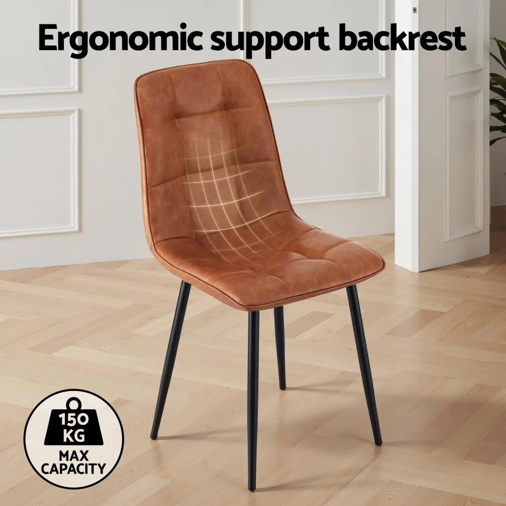 Artiss 4x Dining Chairs Retro PU Leather Kitchen Lounge