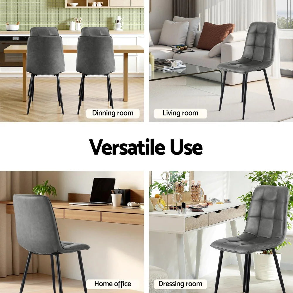 Artiss 4x Dining Chairs Retro PU Leather Kitchen Lounge