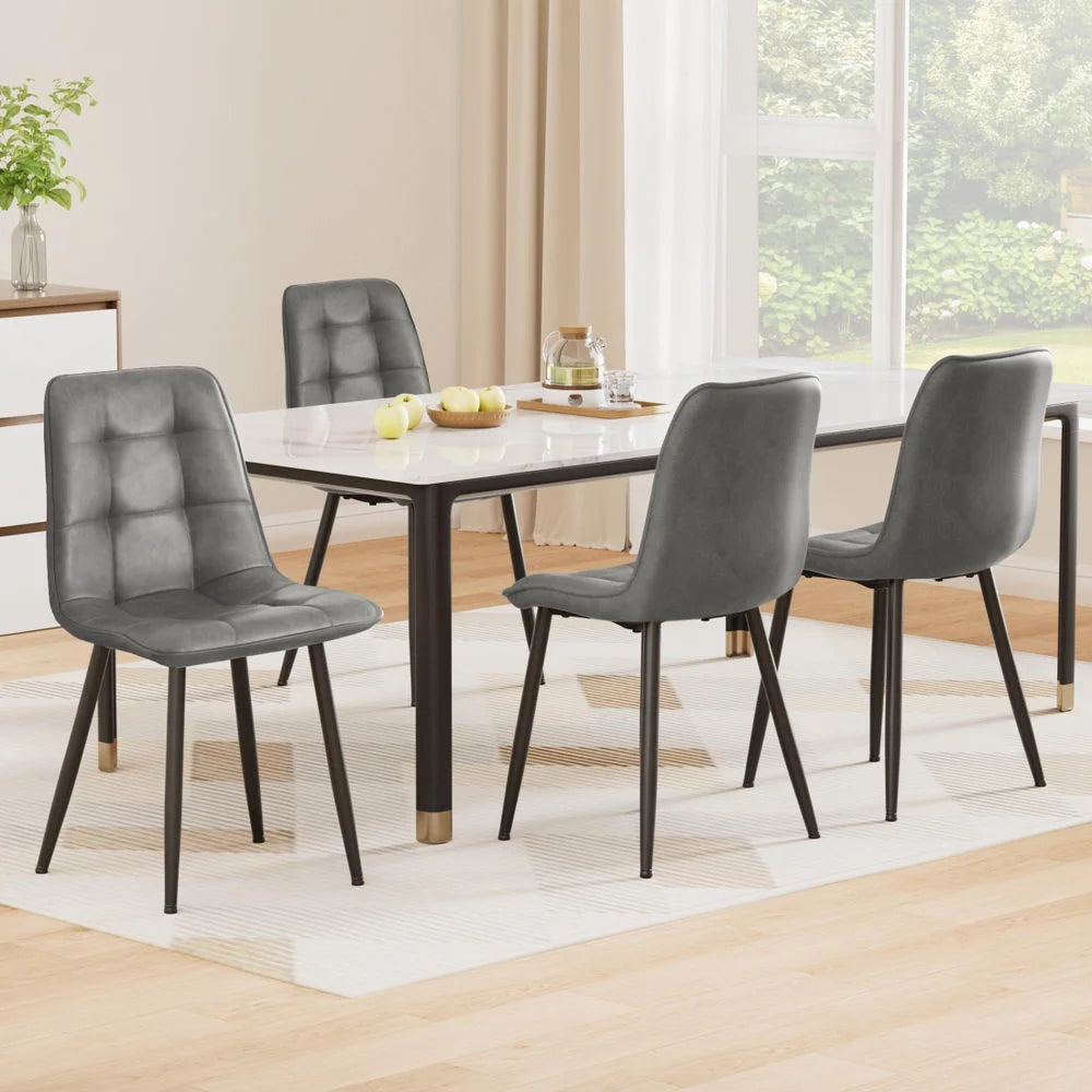 Artiss 4x Dining Chairs Retro PU Leather Kitchen Lounge