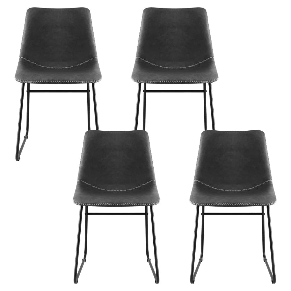 Artiss 4x Dining Chairs Retro PU Leather Kitchen Lounge