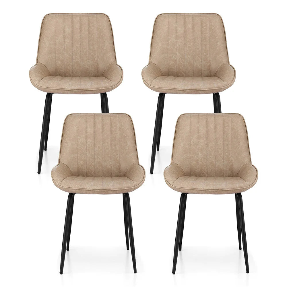 Leather 4x dining chair with chairs retro PU kitchen