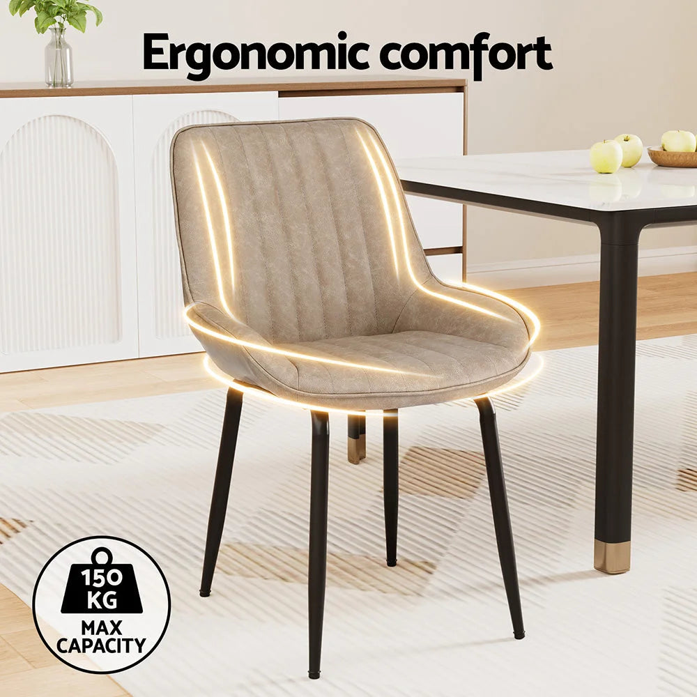 4x Dining Chairs Retro PU Leather Kitchen Lounge Cafe