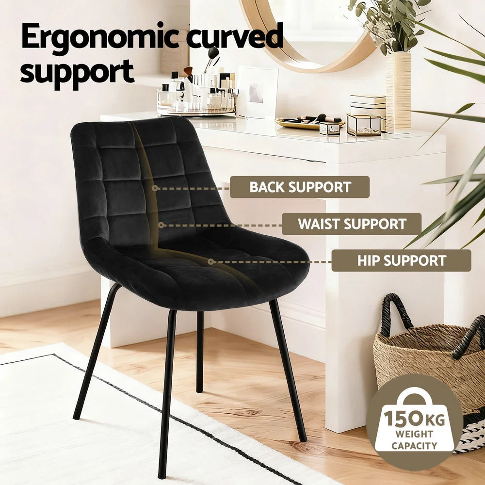 Dining chair with 4x chairs velvet tufted