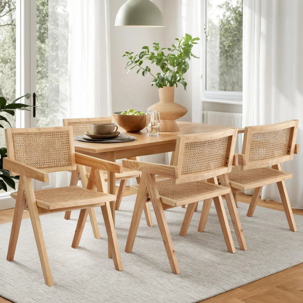 Wooden dining chair set with counter-height legs and footrest