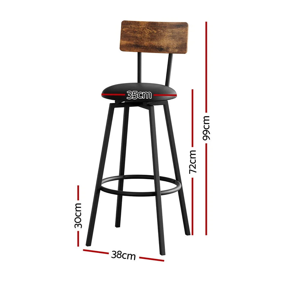 Artiss 4X Industrial Bar Stools Upholstered Counter Chairs