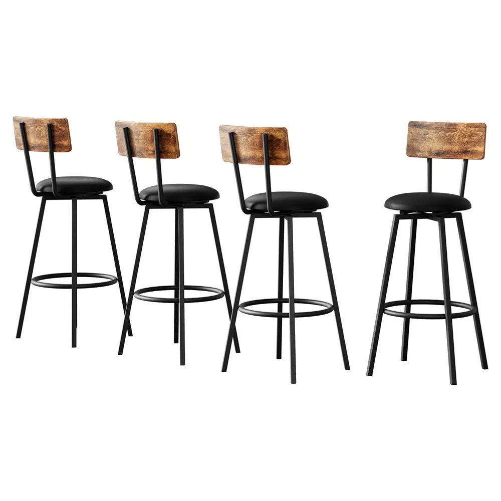 Artiss 4X Industrial Bar Stools Upholstered Counter Chairs