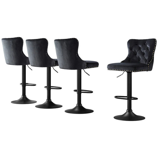 Bar stool with 4x velvet adjustable height