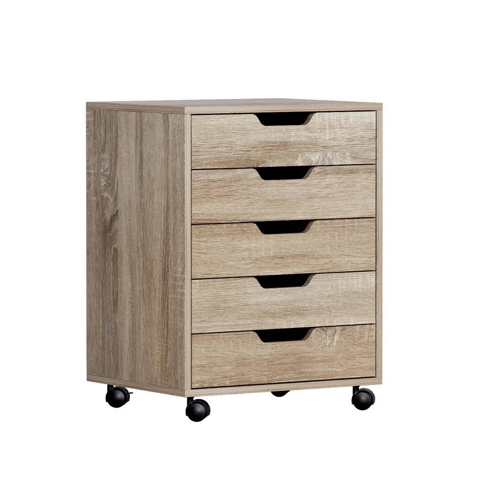 Artiss 5-Drawer Filing Cabinet Mobile Rolling Storage