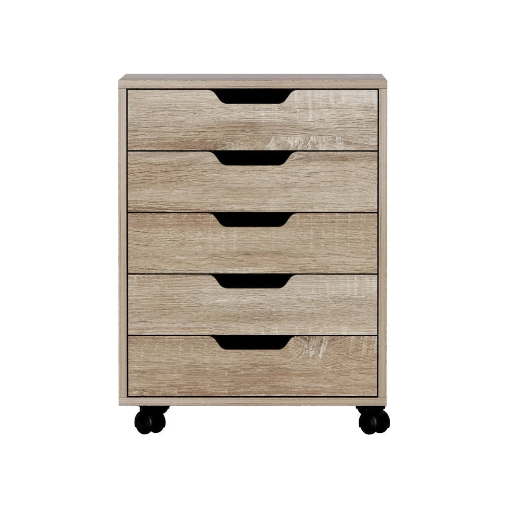 Artiss 5-Drawer Filing Cabinet Mobile Rolling Storage