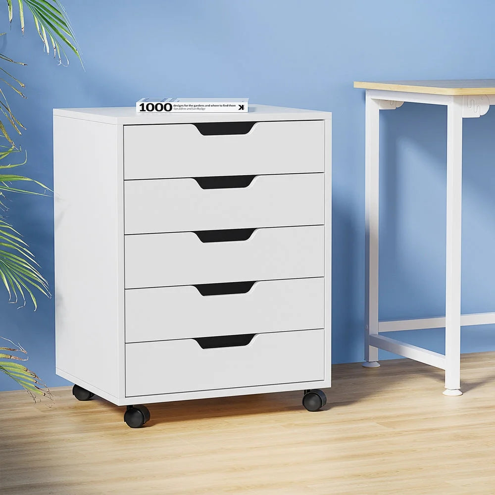 Artiss 5-Drawer Filing Cabinet Mobile Rolling Storage