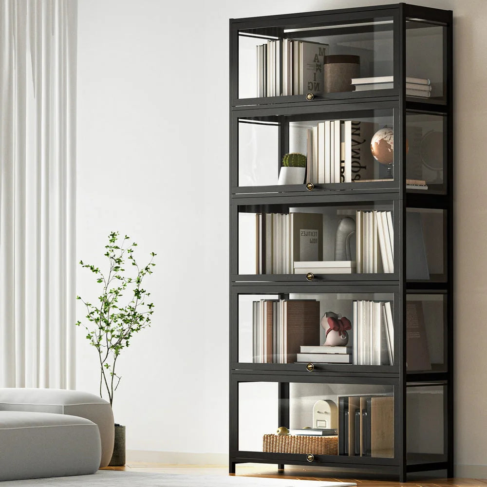 Artiss 5-Tier Display Cabinet Storage Bookshelf Clear Shelf