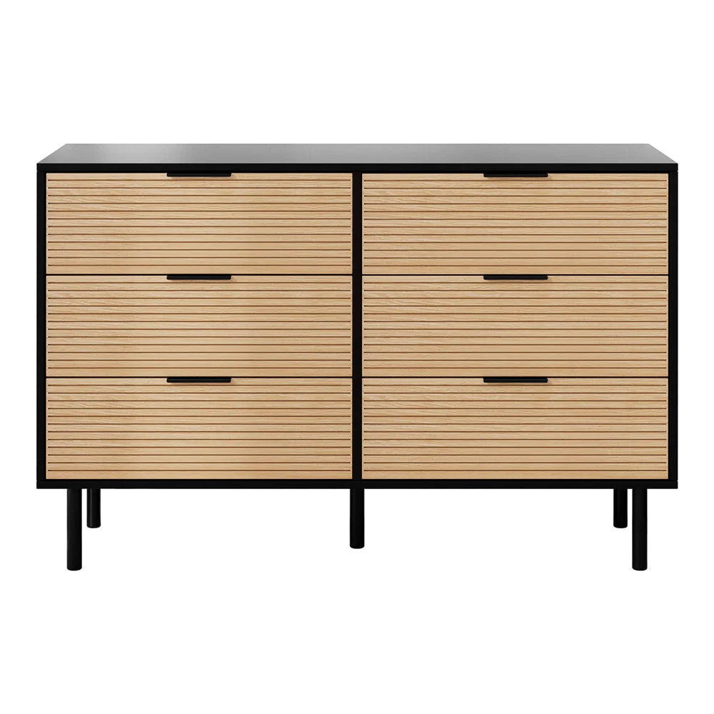 Artiss 6 Chest of Drawers Dresser Table Black&Pine