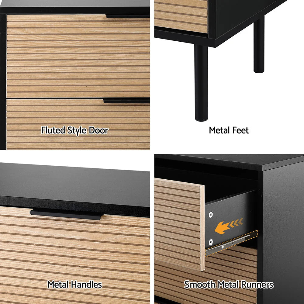 Artiss 6 Chest of Drawers Dresser Table Black&Pine