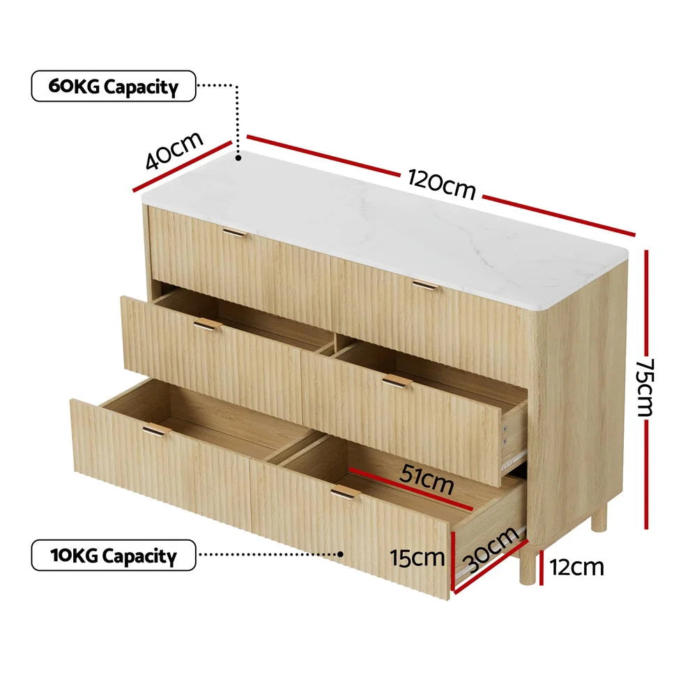 Artiss 6 Chest of Drawers Dresser Table Pine - Furniture >